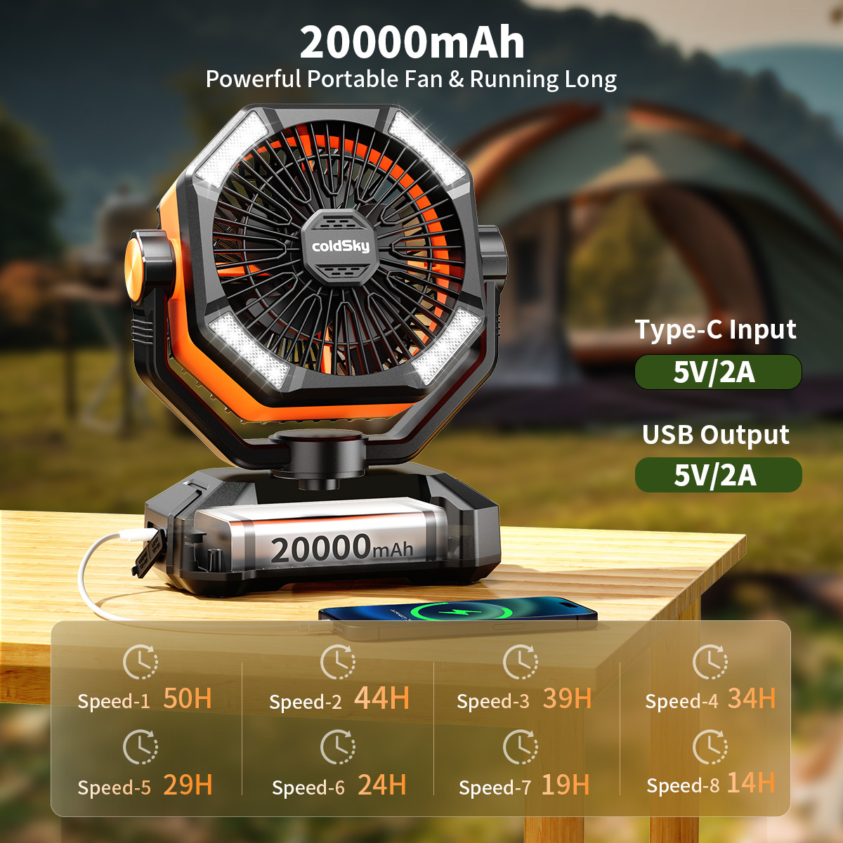 Ventilador recargable con luz y control remoto – Envío a Cuba - Imagen 2