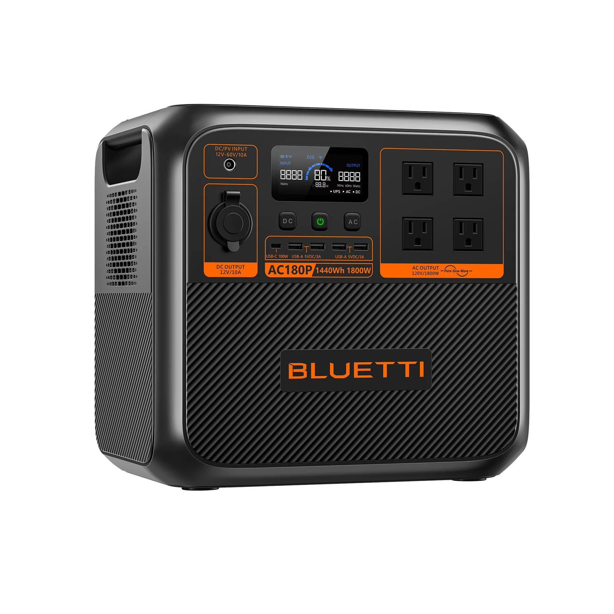 Estación de Energía BLUETTI AC180P – 1440Wh, 1800W de Salida, Recarga ...