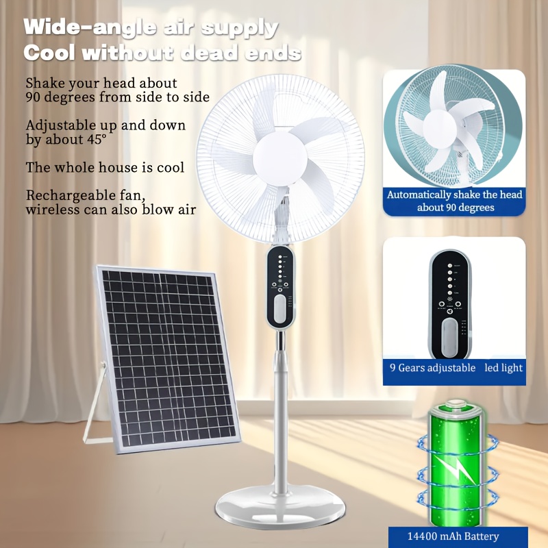 Ventilador solar recargable 16” con batería – Envío a Cuba - Imagen 2