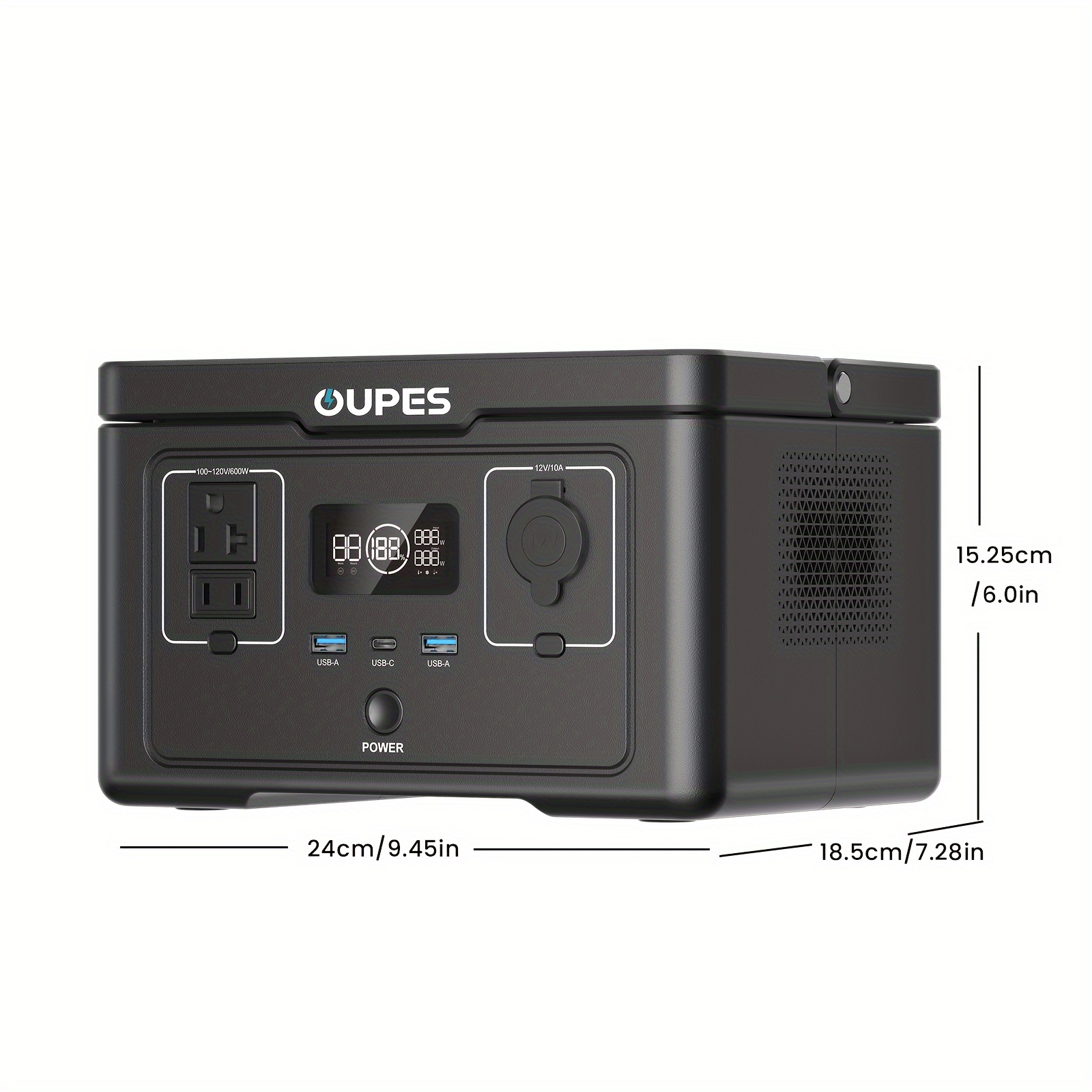 OUPES Exodus 600 – Estación de Energía Portátil 600W, Batería LiFePO4, Recarga Rápida 256Wh para Apagones, Camping o Emergencias - Imagen 3