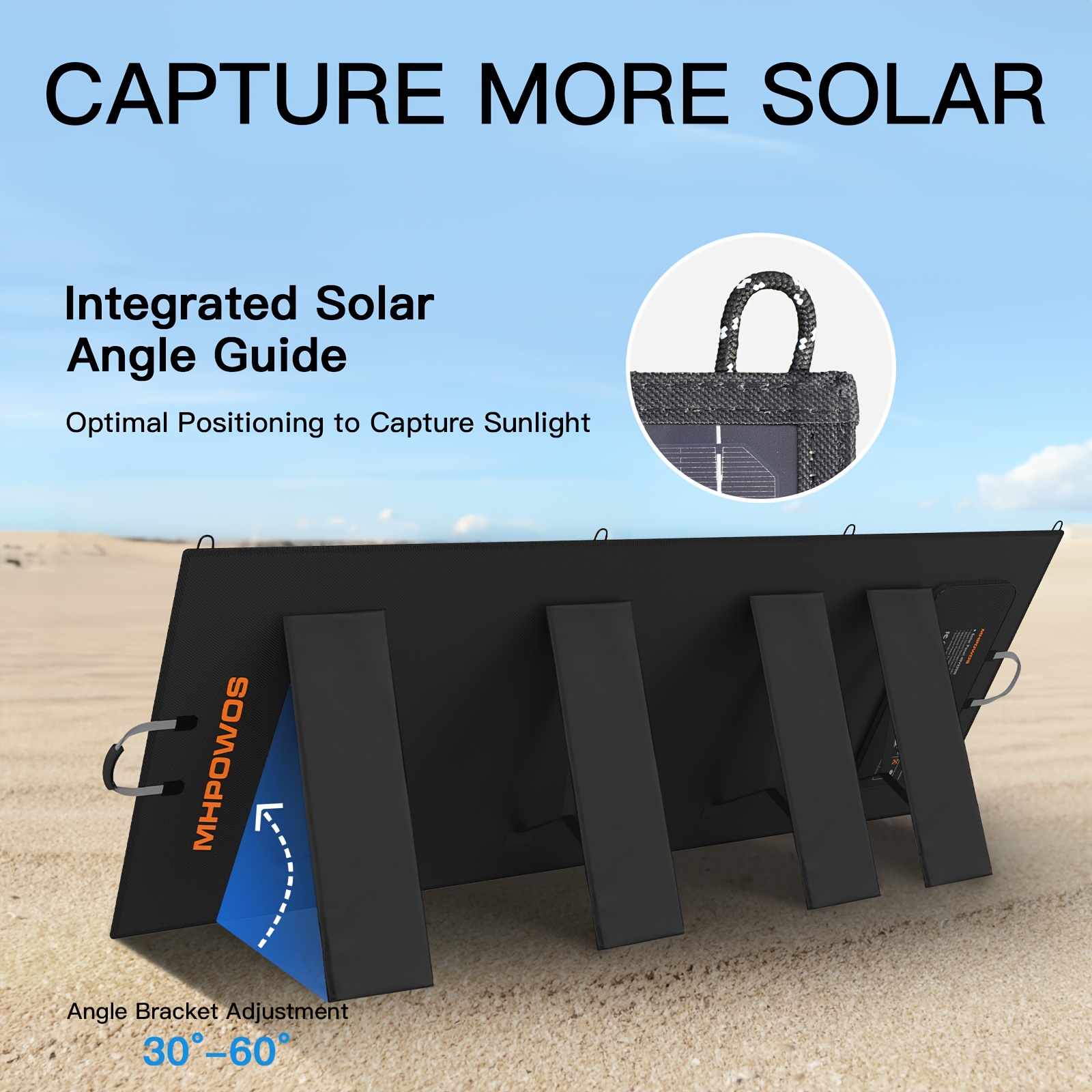 Panel Solar MHPOWOS 400W Plegable – Alta Eficiencia 23.5%, Compatible con Generadores Solares y Controladores MPPT - Imagen 4