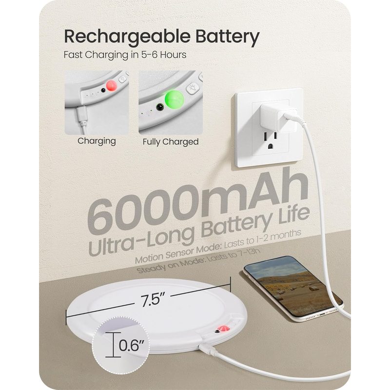 Control remoto y lámpara de techo recargable GOEBLESON con accesorios de montaje incluidos