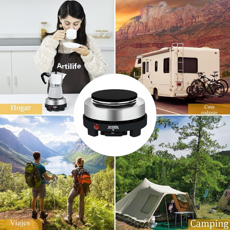 Placa caliente ARTILIFE presentada para uso doméstico, viajes y camping