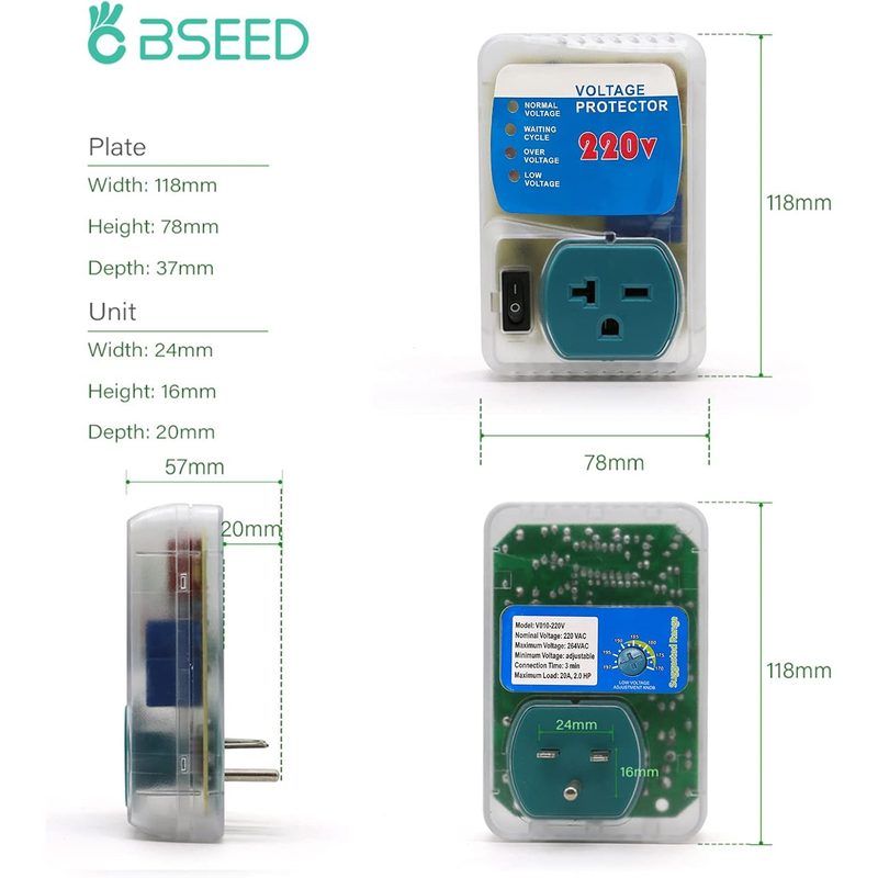 Protector BSEED negro conectado a electrodoméstico
