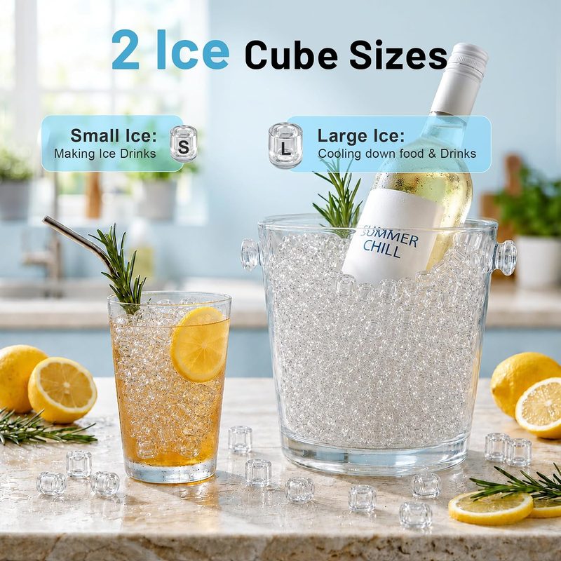 Máquina de hielo HOMEVOL con el cable de alimentación AC conectado